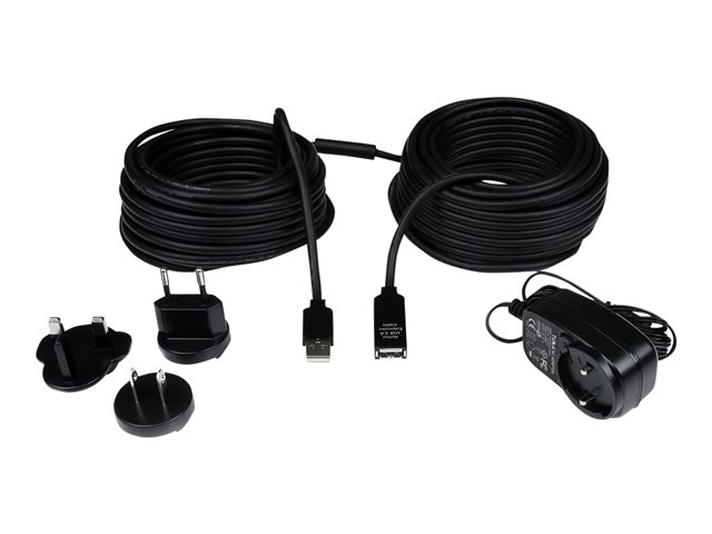 StarTech.com 20m USB 2.0 Active Extension Cable - M/F - USB extension cable - USB (M) to USB (F) - USB 2.0 - 66 ft - active - black - USB2AAEXT20M - USB extension cable - USB (M) to USB (F) - USB 2.0 - 20 m - active - black - for P/N: SVA5H2NEUA, UUSBOTG