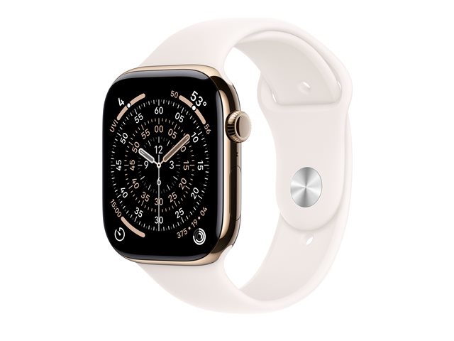 Apple Watch Series 11 GPS + Cellular 46mm Gold Titanium Case with Light Blush Sport Band - M/L