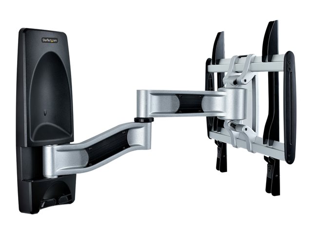 StarTech.com Articulating TV Wall Mount, VESA Wall Mount Supports 65 inch/99lb/Flat/Curved TVs, Retractable Low Profile Wall Mount TV Bracket, Adjustable Corner TV Wall Mount, Swivel/Rotation/Tilt (TV-WALL-MOUNT-65FS) - Mounting kit (wall mount, 2 vertical brackets) - articulating - for curved / flat panel - low profile - aluminium, steel - black, silver - screen size: 26\"-65\" - wall-mountable - TAA Compliant