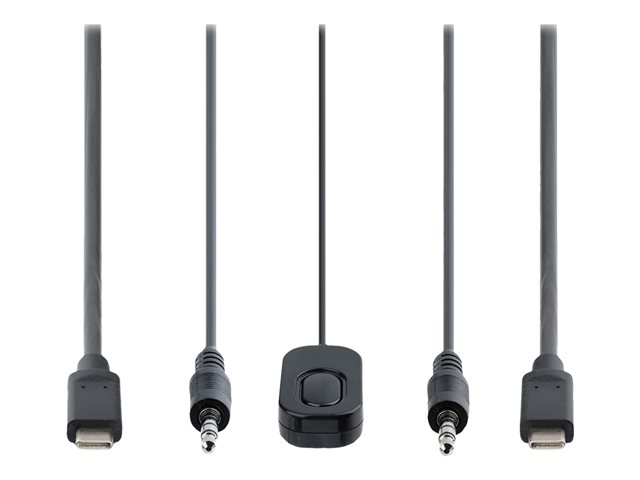 StarTech.com 2-Port USB-C Cable KVM Switch, 4K 60Hz DisplayPort Output, Compact KVM with 4ft/1.2m USB Type-C/Audio Integrated Cables, Bus Powered - Remote Push-Button/Hotkey Switching (C2-D46-UC2-CBL-KVM) - KVM / audio switch - compact - 2 x KVM / audio - 1 local user - desktop