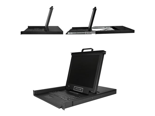 StarTech.com 16 Port Rackmount KVM Console w/ Cables - Integrated KVM Switch w/ 17\" LCD - 1U LCD KVM Drawer 50000 MTBF - USB + VGA Support (RKCONS1716K) - KVM console with KVM switch - 16 ports - PS/2, USB - 17\" - rack-mountable - 1280 x 1024 @ 60 Hz - 250 cd/m² - 1000:1 - 5 ms - VGA - black - 1U