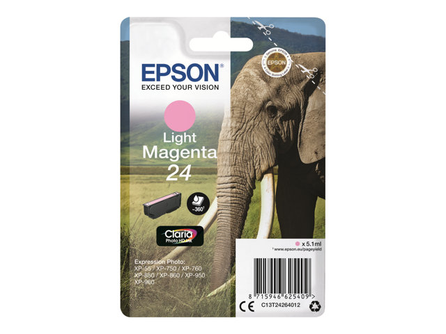 Epson 24 - 5.1 ml - light magenta - original - ink cartridge - for Expression Photo XP-55, 750, 760, 850, 860, 950, 960, 970, Expression Premium XP-750, 850
