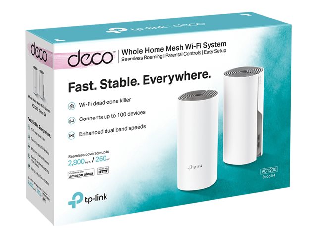 TP-Link Deco E4 - Wi-Fi system - (2 routers) - up to 2,800 sq.ft - mesh - Wi-Fi 5 - Dual Band