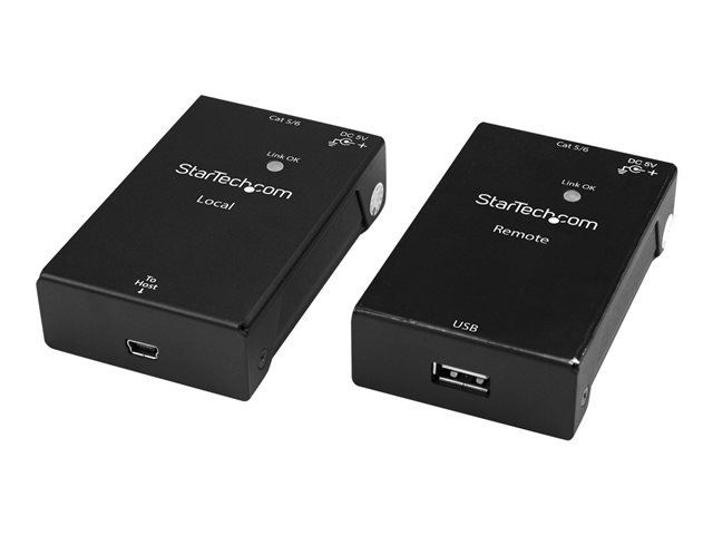 StarTech.com USB 2.0 Extender over Cat5e/Cat6 Cable (RJ45), Up to 165ft (50m), High Speed USB Port Extender Adapter Kit, Powered, USB over Ethernet Cable Extender, 480Mbps, Metal Housing - Power/Link/Activity LEDs (USB2001EXTV) - USB extender - USB 2.0 - over CAT 5e/6 - up to 50 m - for P/N: SVA5N3NEUA