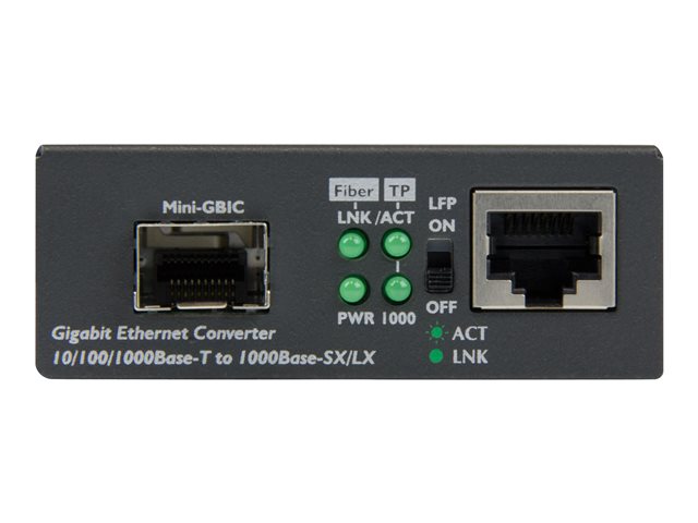 StarTech.com Multimode / Single Mode Fiber Media Converter - Open SFP Slot - 10/100/1000Mbps RJ45 Port - LFP Supported - IEEE 802.1q Tag VLAN - (MCM1110SFP) - Fibre media converter - 1GbE - 10Base-T, 1000Base-LX, 1000Base-SX, 100Base-TX, 1000Base-T - RJ-45 / SFP (mini-GBIC) - for P/N: GLCLHSMDSTTA, GLCSXMMDST, GLCSXMMDSTT, GLCTEST, MASFP1GBTXST, SFP1GELXST