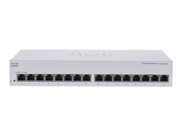 Cisco Business 110 Series 110-16T - Switch - unmanaged - 16 x 10/100/1000 - desktop, rack-mountable, wall-mountable