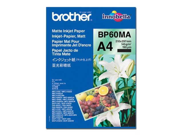 Brother BP60MA Matte Inkjet Paper - Matte - A4 (210 x 297 mm) - 145 g/m² - 25 sheet(s) paper - for Brother DCP-J1140, J1200, J1800, J4140, J926, J981, MFC-J2340, J3540, J3940, J4335, J739