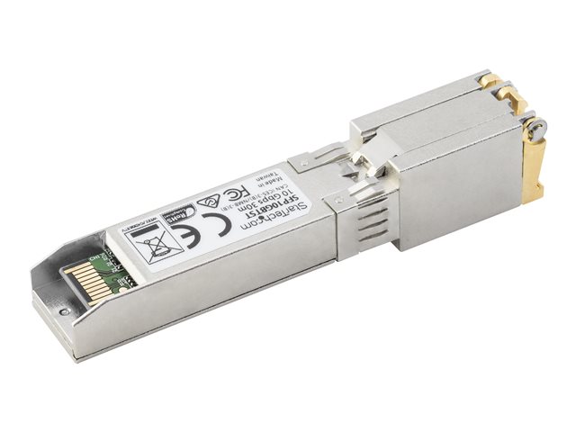 StarTech.com MSA Uncoded Compatible SFP+ Module, 10GBASE-T, SFP to RJ45 (Copper) for Cat6 and Cat5e, 10GE Gigabit Ethernet SFP+, RJ-45 (Copper) 30m, 10Gbps Transceiver SFP+ Copper Module - Lifetime Warranty (SFP10GBTST) - SFP+ transceiver module - 10GbE - 10GBase-T, 10GBase-X - RJ-45 - up to 30 m - TAA Compliant - for P/N: PEX10GSFP