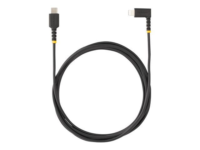 StarTech.com 6ft (2m) Durable USB-C to Lightning Cable - Right-Angled Heavy Duty Aramid Fiber USB Type-C to Lightning Charging/Sync Cord - Apple MFi Certified - Rugged iPhone Lightning Cable - Lightning cable - 24 pin USB-C male to Lightning male - 2 m - black