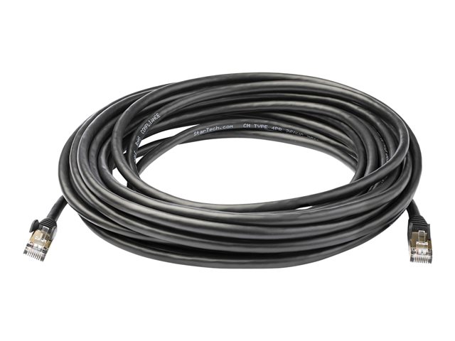 StarTech.com 10m CAT6A Ethernet Cable, 10 Gigabit Shielded Snagless RJ45 100W PoE Patch Cord, CAT 6A 10GbE STP Network Cable w/Strain Relief, Black, Fluke Tested/UL Certified Wiring/TIA - Category 6A - 26AWG (6ASPAT10MBK) - Patch cable - RJ-45 (M) to RJ-45 (M) - 10 m - STP - CAT 6a - molded, snagless - black