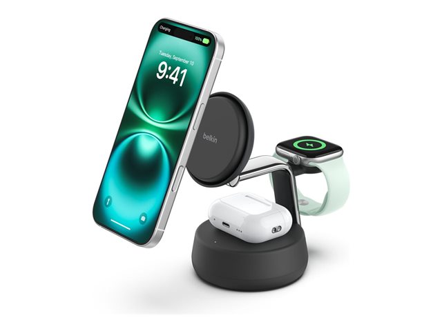 Belkin Ultracharge Pro QI2 3-in-1 Magnetic Charging Stand 25W, Charcoal