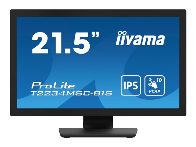 iiyama ProLite T2234MSC-B1S - LED monitor - 22\" (21.5\" viewable) - touchscreen - 1920 x 1080 Full HD (1080p) - IPS - 350 cd/m² - 1000:1 - 18 ms - HDMI, VGA, DisplayPort - speakers - black, matte