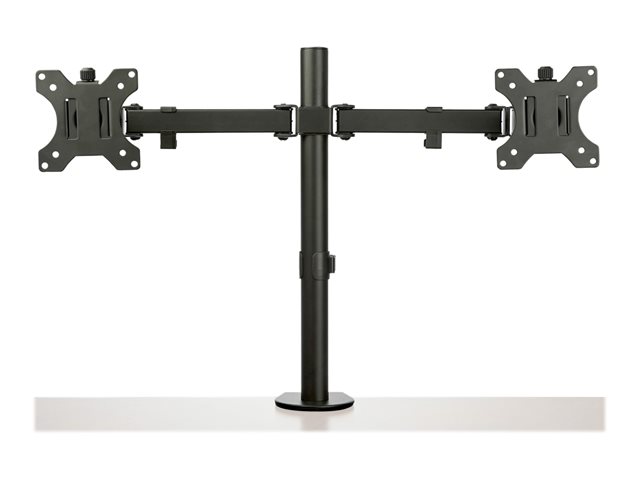 StarTech.com Desk Mount Dual Monitor Arm, Desk Clamp / Grommet VESA Monitor Mount for up to 32 inch Displays, Ergonomic Articulating Monitor Arm, Height Adjustable/Tilt/Swivel/Rotating - Space-saving Design (ARMDUAL2) - Mounting kit - adjustable arm - for 2 monitors - steel - black - screen size: 13\"-32\" - desk-mountable