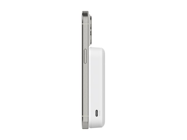 Belkin BoostCharge Pro - Wireless power bank - magnetic with Qi2 - 10000 mAh - 15 Watt - Fast Charge, PD - 2 output connectors (magnetic, 24 pin USB-C) - on cable: USB-C - white - for Apple iPhone 12, 13, 15, Google Pixel 6, 7, Samsung Galaxy S22+, S23, S23+