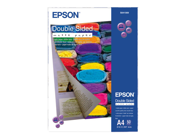 Epson Double-Sided Matte Paper - Matte - A4 (210 x 297 mm) - 178 g/m² - 50 sheet(s) paper - for Epson L6190, EcoTank ET-2850, 2851, 2856, 4850, L6460, L6490, SureColor SC-P700, P900