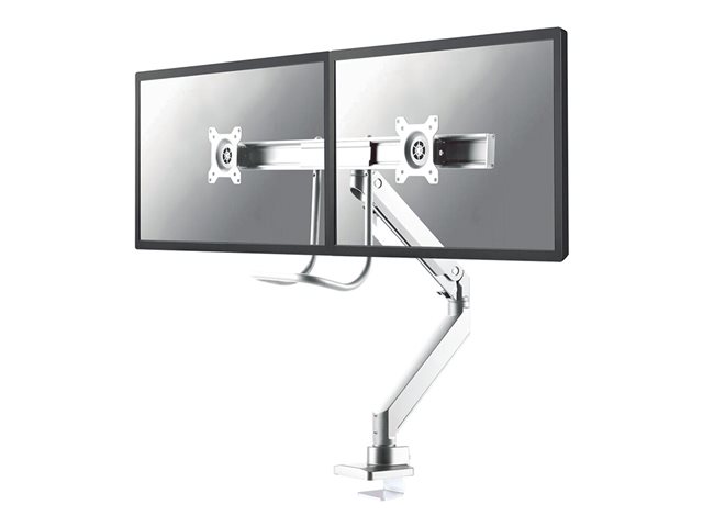 Neomounts NM-D775DX - Mounting kit - full-motion - for 2 LCD displays - aluminium - white - screen size: 10\"-32\" - clamp mountable, grommet, desk-mountable