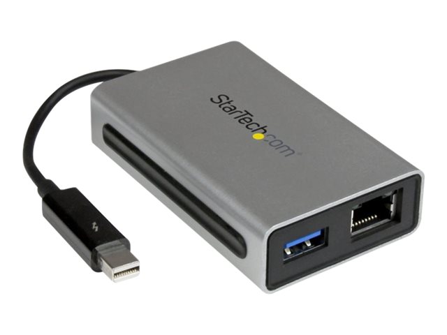 StarTech.com Thunderbolt to Gigabit Ethernet plus USB 3.0 - Thunderbolt Adapter - Thunderbolt to Ethernet - Thunderbolt to USB 3.0 (TB2USB3GE) - Network adapter - Thunderbolt - Gigabit Ethernet + USB 3.0 - silver