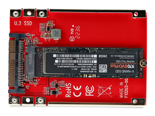 StarTech.com M.2 to U.3 Adapter, For M.2 NVMe SSDs, PCIe M.2 Drive to 2.5inch U.3 (SFF-TA-1001) Host Adapter/Converter, TAA Compliant - 2.5\" Drive Form Factor (1M25-U3-M2-ADAPTER) - Interface adapter - M.2 - M.2 NVMe Card / PCIe 4.0 (NVMe) - U.3 - re