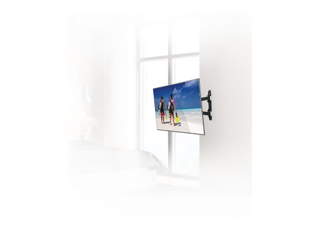 B-TECH BTV513/B - Mounting kit (double arm wall mount, mounting plate, cable management clip, 2 interface brackets) - Ultra-Slim - for flat panel - black - screen size: up to 55\" - mounting interface: up to 400 x 400 mm