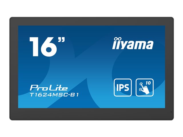 iiyama ProLite T1624MSC-B1 - LED monitor - 15.6\" - touchscreen - 1920 x 1080 Full HD (1080p) - IPS - 450 cd/m² - 800:1 - 25 ms - HDMI - speakers - black, matte