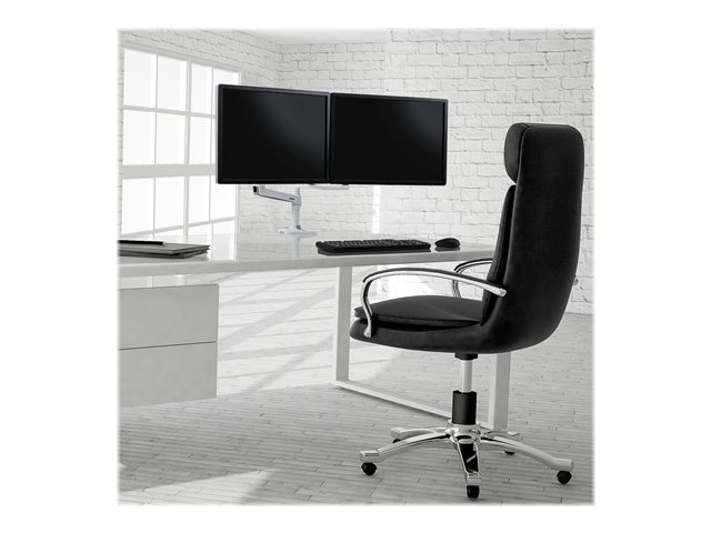 Ergotron LX - Mounting kit (articulating arm, extension, base, 2-piece desk clamp, dual displays bow, 2 pivots, 8\" pole) - for 2 LCD displays - dual direct - white - screen size: up to 25\"
