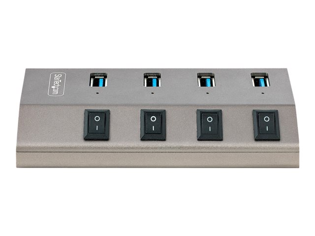 StarTech.com 4-Port Self-Powered USB-C Hub with Individual On/Off Switches, USB 3.0 5Gbps Expansion Hub w/Power Supply, Desktop/Laptop USB-C to USB-A Hub, 4x BC 1.2 (1.5A), USB Type C Hub - USB-C/A Host Cables (5G4AIBS-USB-HUB-EU) - Hub - 4 x USB 3.2 Gen 1 - desktop