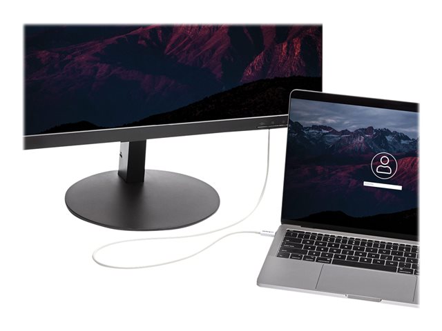 StarTech.com 6.6ft (2m) Thunderbolt 3 Cable, 20Gbps, 100W PD, 4K Video, Thunderbolt-Certified, Compatible w/ TB4/USB 3.2/DisplayPort - Thunderbolt cable - 24 pin USB-C (M) to 24 pin USB-C (M) - USB 3.1 Gen 2 / Thunderbolt 3 / DisplayPort 1.2 - 2 m - 4K support - white - for P/N: CDP2HDUACP, CDP2HDUACPW
