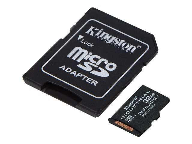 Kingston Industrial - Flash memory card (microSDHC to SD adapter included) - 32 GB - A1 / Video Class V30 / UHS-I U3 / Class10 - microSDHC UHS-I