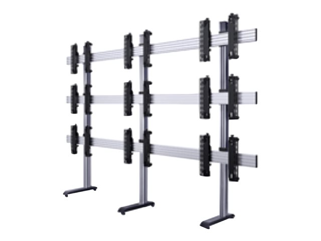 B-TECH System X BT8370 - Stand - for 3x3 video wall - black with silver column - screen size: 46\"-55\" - mounting interface: up to 600 x 400 mm - free-standing
