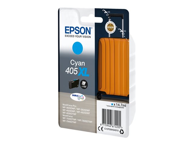 Epson 405XL - 14.7 ml - cyan - original - ink cartridge - for WorkForce WF-7310, 7830, 7835, 7840, WorkForce Pro WF-3820, 3825, 4820, 4825, 4830, 7840