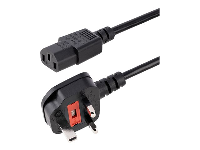 StarTech.com 3ft (1m) UK Computer Power Cable, BS 1363 to C13 Power Cord, 18AWG, 10A 250V, Black Replacement AC Power Cord, Monitor Power Cable, BS 1363 to IEC 60320 C13 Kettle Lead - PC Power Supply Cable (BS13U-1M-POWER-LEAD) - Power cable - BS 1363 (P) to power IEC 60320 C13 - AC 250 V - 10 A - 1 m - molded - black