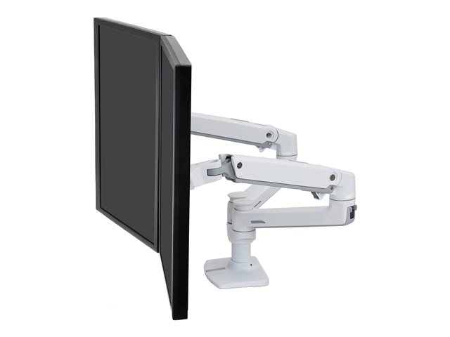 Ergotron LX Dual Side-by-Side Arm - Mounting kit (desk clamp mount, pole, 2 articulating arms, 2 extension brackets, t-bracket, base) - Constant Force Technology - for 2 LCD displays - aluminium, steel - white - screen size: up to 27\"