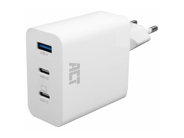 USB-C/USB-A Charger 65W 3-port with Power Delivery PPS QuickCharge and GanFast