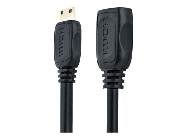 StarTech.com 5in Mini HDMI to HDMI Adapter, 4K High Speed HDMI Adapter, 4K 30Hz Ultra HD High Speed HDMI Adapter, HDMI 1.4, Gold Plated Connectors, UHD Mini HDMI Adapter 4K, Black - Mini HDMI to HDMI Converter - HDMI adapter - HDMI female to 19 pin mini HDMI Type C male - 1.3 cm - shielded - black - for P/N: HDMM30CM