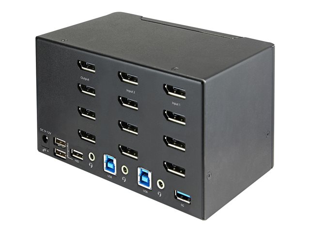 StarTech.com 2 Port Quad Monitor DisplayPort KVM Switch, 4K 60Hz UHD HDR, Desktop 4K DP 1.2 KVM with 2 Port USB 3.0 Hub (5Gbps) & 4x USB 2.0 HID Ports, Audio, Hotkey Switching, TAA - Keyboard/Video/Mouse Switch - KVM / audio switch - 2 x KVM / audio - desktop - TAA Compliant