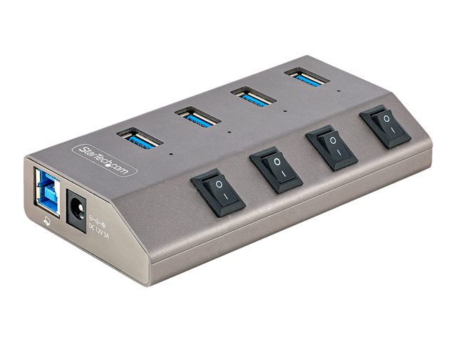 StarTech.com 4-Port Self-Powered USB-C Hub with Individual On/Off Switches, USB 3.0 5Gbps Expansion Hub w/Power Supply, Desktop/Laptop USB-C to USB-A Hub, 4x BC 1.2 (1.5A), USB Type C Hub - USB-C/A Host Cables (5G4AIBS-USB-HUB-EU) - Hub - 4 x USB 3.2 Gen 1 - desktop