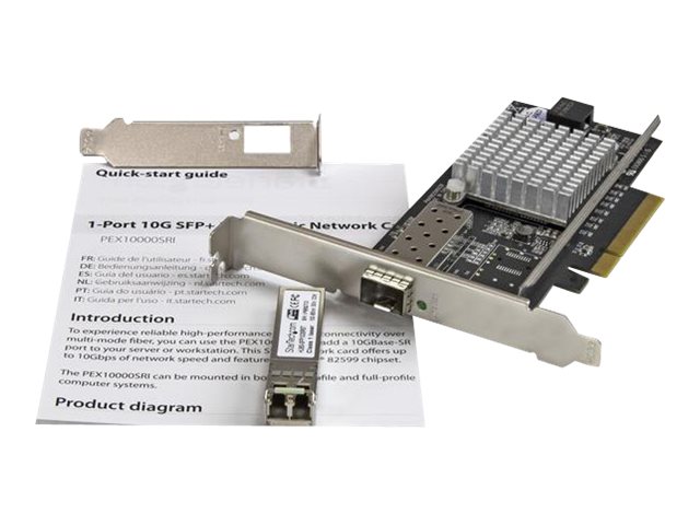 StarTech.com 10G Network Card - 1x 10G Open SFP+ Multimode LC Fiber Connector - Intel 82599 Chip - Gigabit Ethernet Card (PEX10000SRI) - Network adapter - PCIe x8 - 10GbE - 10GBase-SR - black - with 10GBase-SR SFP+ transceiver module - for P/N: BNDTB10GI, BNDTB210GSFP, BNDTB310GNDP, BNDTB410GSFP, BNDTB4M2E1, BNDTBUSB3142