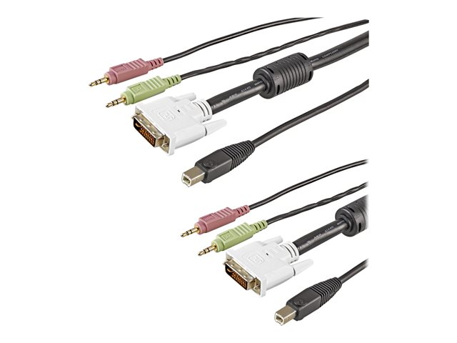 6 ft 4-in-1 USB DVI KVM Cable with Audio and Microphone - DVI KVM Cable - USB KVM Cable - KVM Switch Cable
