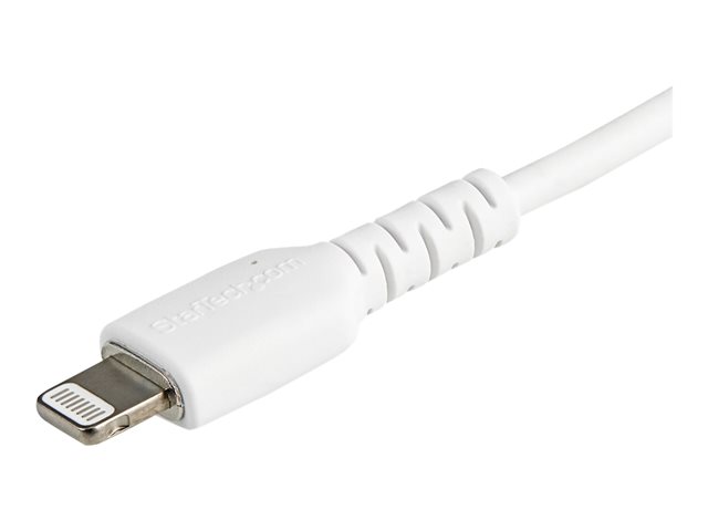 StarTech.com 12 in(30cm) Durable White USB-A to Lightning Cable, Heavy Duty Rugged Aramid Fiber USB Type A to Lightning Charger/Sync Power Cord, Apple MFi Certified iPad/iPhone 12 Pro Max - iPhone 7/8/11/11 Pro - Lightning cable - USB male to Lightning male - 30 cm - white