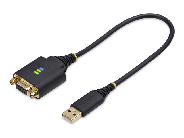 StarTech.com 1ft/30cm USB to Null Modem Serial Adapter Cable, FTDI, RS232 - USB / serial cable - USB (M) to DB-9 (F) screwable - 30 cm - rugged, molded - black