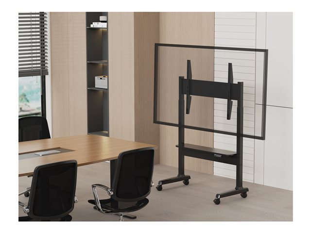 Display floor stand trolley - motorised - steel cart fits display 40 to 86\" with VESA sizes up to 800 x 600 - motorised height adjustment 400 mm - no tilt adjustment - wide bottom shelf - locking wheels - SWL 60 kg - black