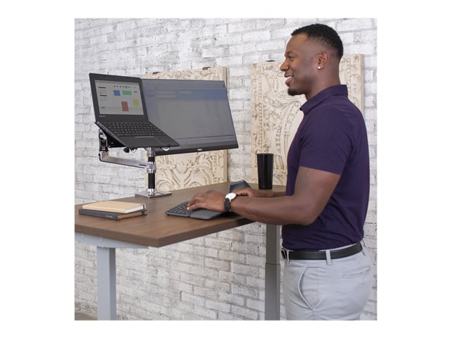 Ergotron LX - Mounting kit (desk clamp mount, grommet mount, pole, 2 articulating arms, 2 extension brackets, notebook tray) - for 2 LCD displays or LCD display and notebook - polished aluminium - screen size: up to 24\" - desktop