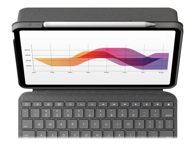Logitech Folio Touch - Keyboard and folio case - with trackpad - backlit - Apple Smart connector - AZERTY - French - oxford grey - for Apple 10.9-inch iPad Air (4th generation, 5th generation)