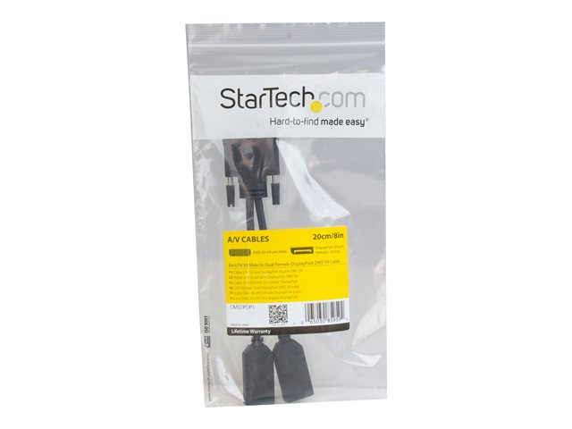 StarTech.com DMS-59 to DisplayPort - 8in - DMS 59 to 2x DP - Y Cable - DMS-59 Adapter - DisplayPort Splitter Cable - LFH Cable (DMSDPDP1) - Display splitter - DisplayPort (F) to DMS-59 (M) - 20.3 cm - molded, thumbscrews - black