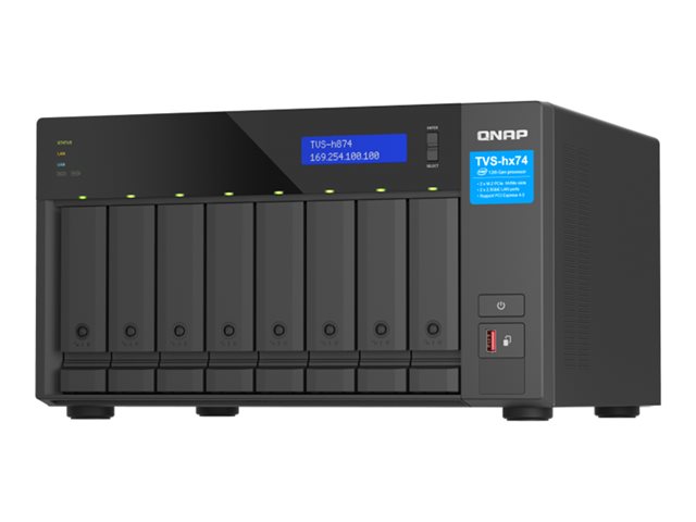 QNAP TVS-H874 - NAS server - 8 bays - SATA 6Gb/s - RAID RAID 0, 1, 5, 6, 10, 50, 60, TM, RAID TP - RAM 64 GB - 2.5 Gigabit Ethernet / 10 Gigabit Ethernet - iSCSI support
