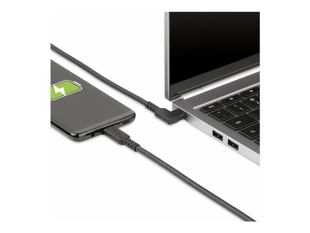 StarTech.com 6ft (2m) Rugged Right Angle USB-C Cable, USB 3.2 Gen 1 (5 Gbps), USB C to C Data Transfer Cable, 4K 60Hz DP Alt Mode, 100W Power Delivery - 90 Degree USB-C Cable (RUSB315CC2MBR) - USB cable - 24 pin USB-C (M) straight to 24 pin USB-C (M) right-angled - USB 3.2 Gen 1 - 2 m - rugged, 4K60Hz support - black