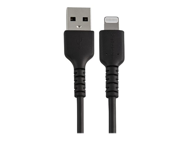 StarTech.com 15cm(6 in) Durable Black USB-A to Lightning Cable, Heavy Duty Rugged Aramid Fiber USB Type A to Lightning Charger/Sync Power Cord, Apple MFi Certified iPad/iPhone 12 Pro Max - iPhone 7/8/11/11 Pro (RUSBLTMM15CMB) - Lightning cable - USB male to Lightning male - 15 cm - black