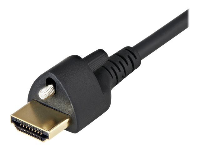 StarTech.com 1m (3ft) HDMI Cable with Locking Screw, 4K 60Hz HDR 10, High Speed HDMI 2.0 Monitor Cable with Locking Screw Connector for Secure Connection, HDMI Cable with Ethernet, M/M - Adjustable M3.0 Screw (HDMM1MLS) - Premium High Speed - HDMI cable with Ethernet - HDMI male to HDMI male locking - 1 m - black - 4K60Hz (3840 x 2160) support