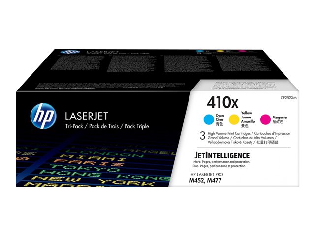 HP 410X - 3-pack - High Yield - yellow, cyan, magenta - original - LaserJet - toner cartridge (CF252XM) - for Color LaserJet Pro M452, MFP M377, MFP M477