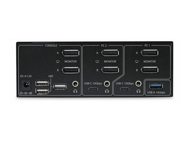 StarTech.com 2-Port Dual-Monitor DisplayPort KVM Switch, 8K 60Hz / 4K 144Hz, DP 1.4, 2x USB 10Gbps Ports, 4x USB HID Ports, Hotkey Switching, TAA Compliant - KVM / audio / USB switch - 2 x KVM / audio / USB - 1 local user - desktop - TAA Compliant